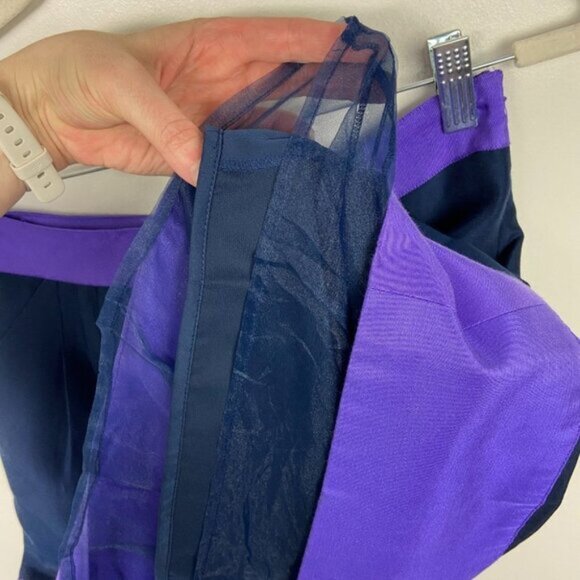 Ted Baker Silk‎ Purple Colour Block Mini Skirt Elbert Navy Blue Size XS or TB 1 - Picture 8 of 12
